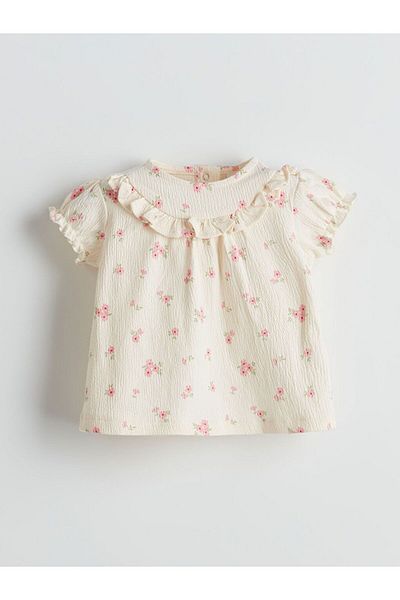 LC Waikiki Lcw Baby Ruffled Floral Baby Girl Blouse and Pants 2-Piece