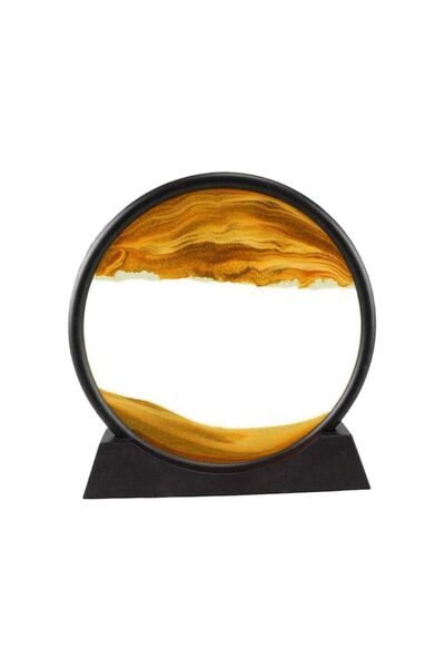 OEM Glass 3D Sand Hourglass Decoration for Home/Office, 18 x 19.5 cm, Black/Orange