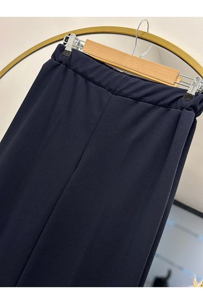 MİHRA STORE بنطال قماش سكوبا واسع الساق من Cagla-MT1354 باللون الأزرق الداكن