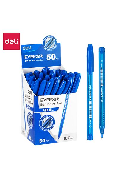 Deli EQ9-BL Ball Point Pen Mini Tip 0.7mm Blue - 50pcs/box - ideal for office and school writing
