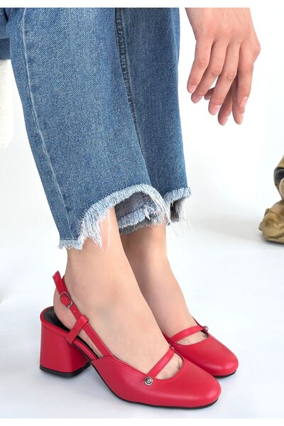 Erbilden Jecci Red Skin Heeled Shoes