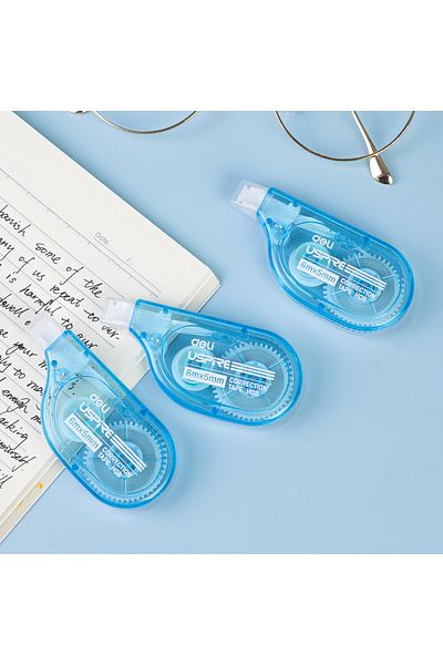 Deli EH08-BX Correction Tape, 5mm × 6m, 12PCS/Box, Blue – For School & Office Quick Corrections
