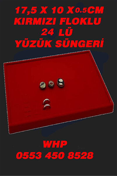 ÇUKUROVA ÜTÜ KIRMIZI Yüzük Süngeri 18 cm X 10 CM X 0.5 CM (24 Adet Yüzük Takı...