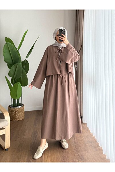 Miraydın Butik Γυναικείο Λινό Σετ Μ2535 - Καφέ Γαλακτώδες