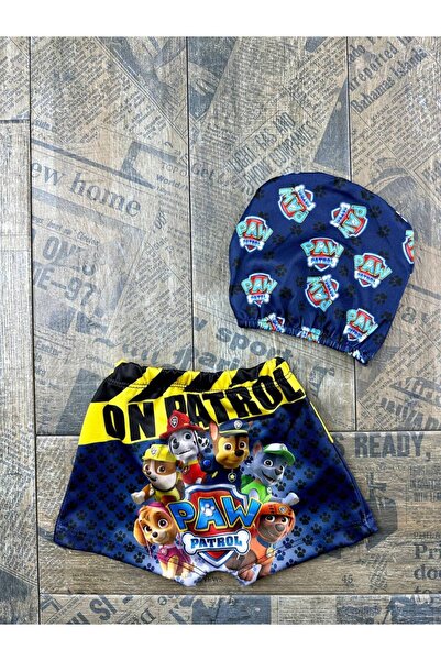 Starry Couture Paw Patrol UV Korumalı Erkek Çocuk Mayo ve Bone Takımı – Lacivert Deniz Havuz Yüzme Takımı