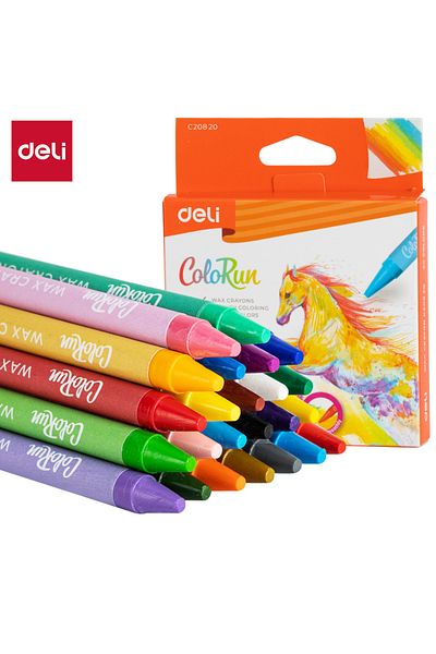 Deli EC20820 Wax Crayons, 24 Colors – For Kids’ Art, School Activities & Home Coloring