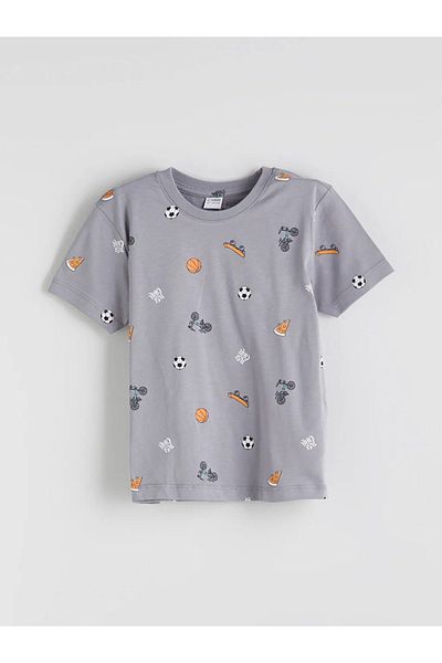 LC Waikiki Lcw Kids Orange Printed Boys Shorts Pajamas Suit 2-Piece