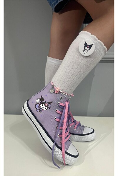 Ymn ayakkabı Kuromi Printed, Lilac&Pink Laced, Lilac High Top Sneakers, Kids ...