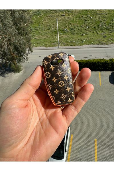 casehometr Audi Compatible LV patterned Brown silicone key case