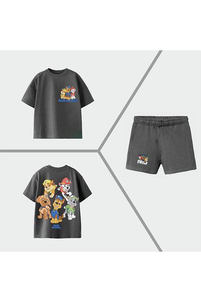 MİO Set de pantaloni scurți din bumbac pentru băieți, cu imprimeu cu ulei, set de 2 bucăți