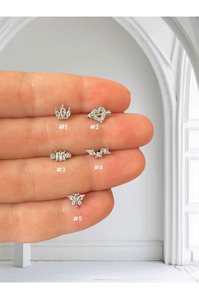 My Bellas Jewels Surgical Steel Tragus Piercing, Helix, Flat, Conch, Lobe (1 Piece Optional)