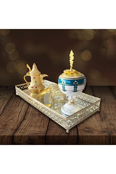 KARAKER صينية مبخرة مع دلة بتصميم تراثي فاخر وقاعدة مرآة لمجالس الضيافة الراقية