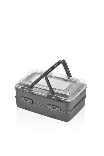 AKTEZ-EL Picnic Storage Container, 2-Layer Multi-Purpose Storage Container