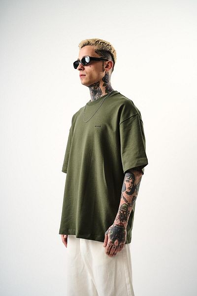 Respire Men's Respire Text Detailed Oversize T-Shirt Khaki