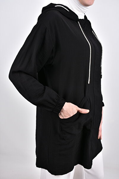 moda caddesi Sim Thread Detailed Zippered Pocket Cap Tunic
