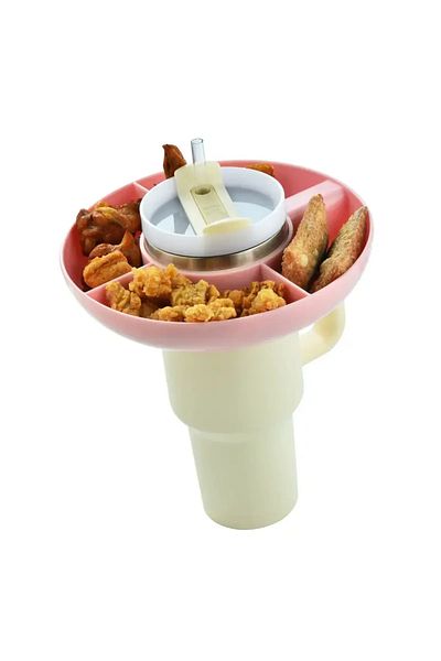 Stanley Quencher 1.18 Lt Thermos with Straw 4 Compartments Pink Plastic Snack Plate Thermos