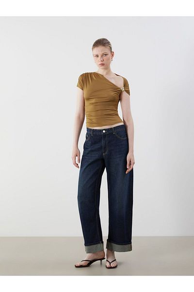 LC Waikiki Μπλούζα LCW Vision Boat Neck Gathered