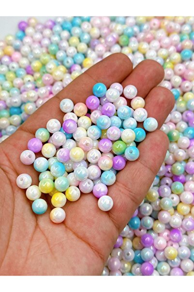 E.B EBRULİ BONCUK خرز أكريليك 8 مم مع فتحة خرز ملون لصنع المجوهرات (50 جرام)