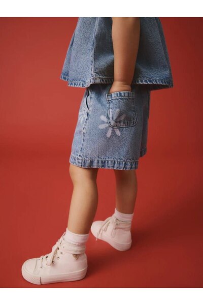 MİO Girls Denim Shorts Set - Summer Sports Style