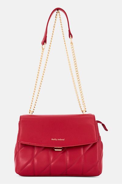 Kathy Ireland Women Brand Logo Leather Shoulder Bag, Red