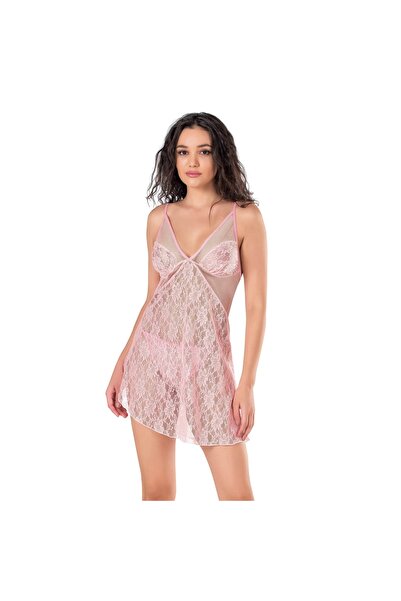 Narnuga ثوب نوم قصير من التول باللون الوردي