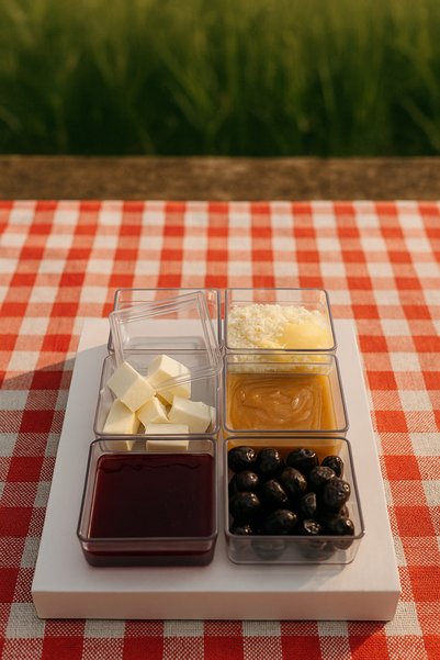 LİNGO HOME Breakfast Set with 6 Vacuum Lid Trays Suitable for Picnic Basket - Plastic