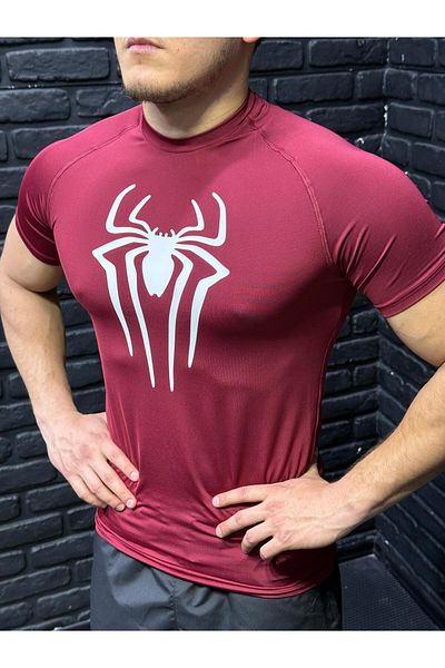 YHM Ανδρικό T-Shirt Slim Fit - Μοντέλο συμπίεσης σε μπορντό χρώμα
