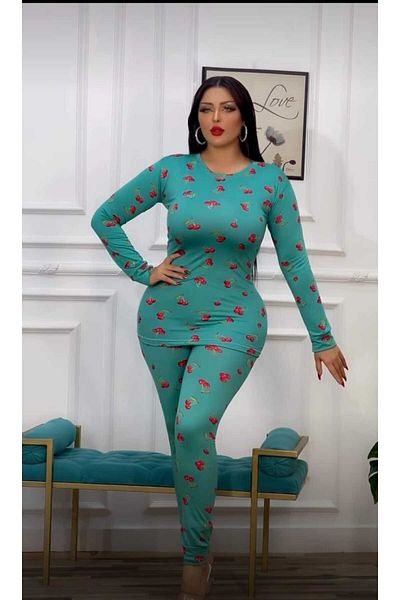Genrics Cherry cotton warm pajama set, size 50-90 kg