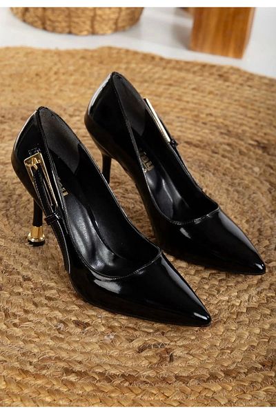 KAZAX Lesia Black Patent Leather Heeled Shoes