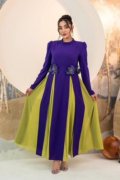YAFA CLOTHING & ACCESSORIES Two Color Dress Purple
