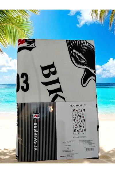 Beşiktaş Licensed Bandroll Beach Towel – 100% Cotton, 75×150 cm Fan Enjoyment
