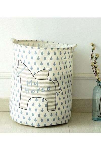 HALAMODO Multifunctional Dirty Clothes Storage Bucket Yellow/Black/Blue 40x38.7x43.6cm