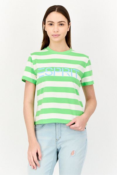 Esprit Women Crew Neck Short Sleeve Brand Logo T-Shirt, Multicolor
