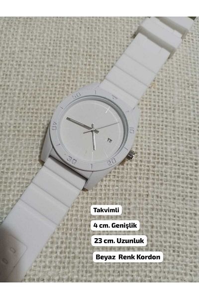 Brality White Color Silicone Cord - Calendar - Women's Men's Wrist Watch - Round Digital Case 0083