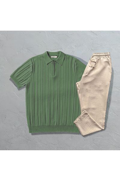 viperkombin 2 Piece Set Knitted Sweater T-Shirt and Linen Pants Combinations