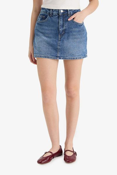 DeFacto High Waist Jean Shorts Skirt E0567Ax25Sm