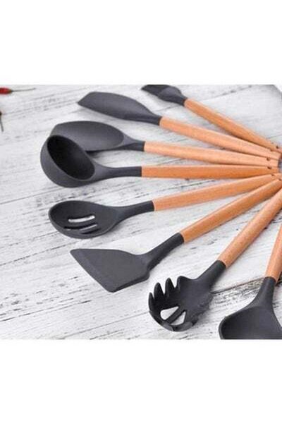 HALAMODO 11PCS Cooking Utensils Set With Wooden Handles Metal Container, Cookware,Kitchen Utensils,Spatula