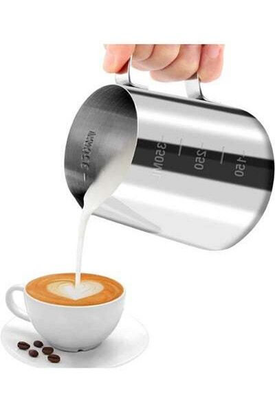 HALAMODO Stainless Steel Milk Frothing Coffee Jug Silver 350ml