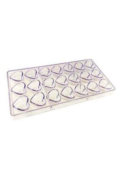 HALAMODO Heart Shape Chocolate Molding Tray Clear 2x13x27centimeter