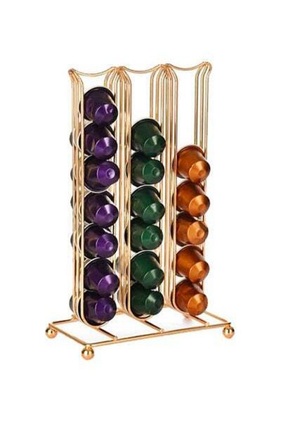 HALAMODO Coffee Capsules Storage Holder Gold 6.5x3.7x10.4inch