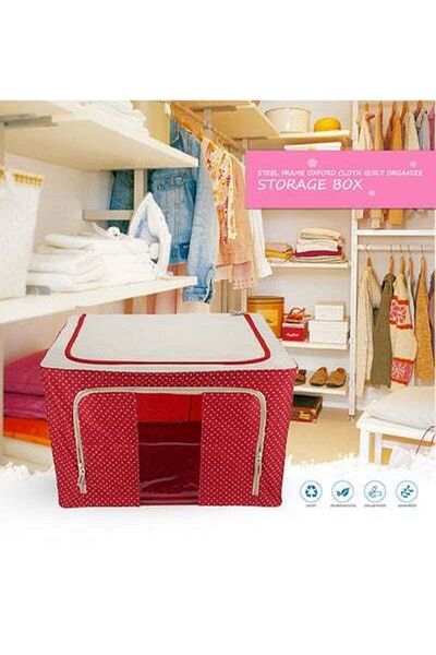HALAMODO Closet Organizer Storage Bag Red/Beige 50x50x50cm