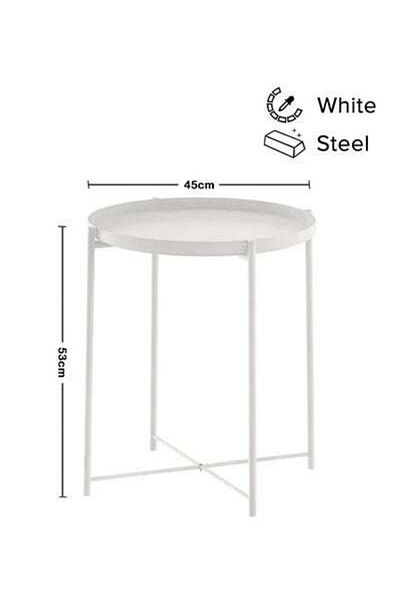 HALAMODO Round Steel Table White 45x53x45cm