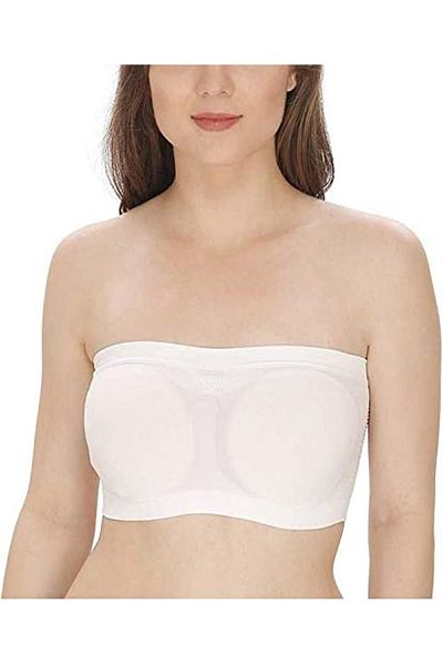 Glamroot Women's Non Padded Seamless Strapless Tube Bra, Free Size, White