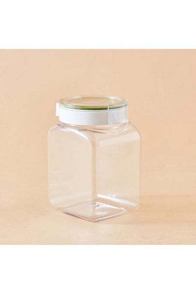 HALAMODO Tik Tak Square Shaped Cookie Jar With Lid Clear/Silver