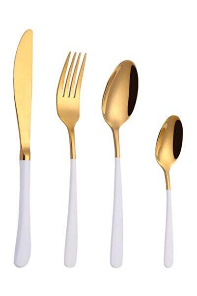HALAMODO 4-Piece Cutlery Set Gold/White