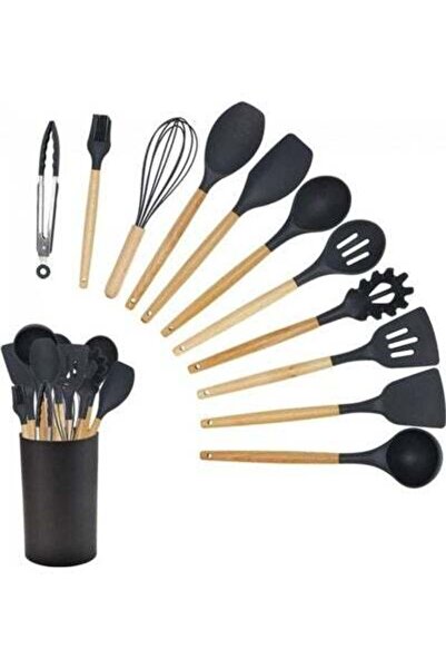 HALAMODO 11-Pieces Kitchen Utensil Set Black 25cm