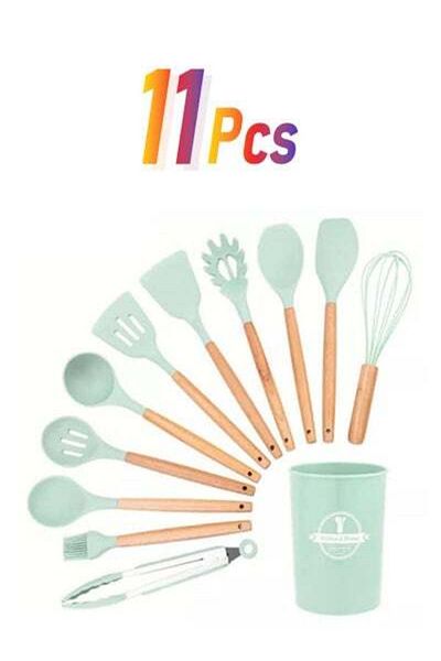 HALAMODO 11-Piece Cooking Utensils Kitchen Set Mint Green