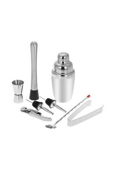 HALAMODO 8-Piece Stainless Steel 350ml Shaker Mixer Kit Silver