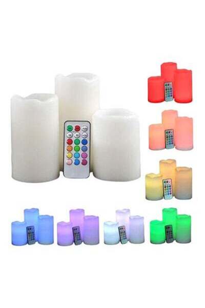 HALAMODO 3-Piece Flameless Candle With Remote Control Set Multicolour 285grams