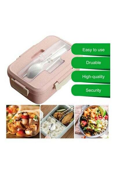 HALAMODO Insulated Lunch Box With Spoon And Chopsticks Pink 20.5x13x7cm